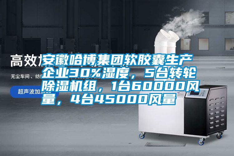 安徽哈博集團(tuán)軟膠囊生產(chǎn)企業(yè)30%濕度，5臺(tái)轉(zhuǎn)輪除濕機(jī)組，1臺(tái)60000風(fēng)量，4臺(tái)45000風(fēng)量