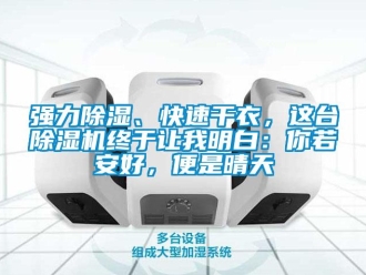 行業新聞強力除濕、快速干衣，這臺除濕機終于讓我明白：你若安好，便是晴天